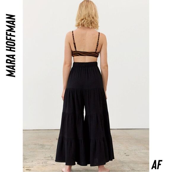 MARA HOFFMAN FULL CIRCLE SHELESEA FLARE PANTS IN BLACK NWT MEDIUM - Picture 3 of 6